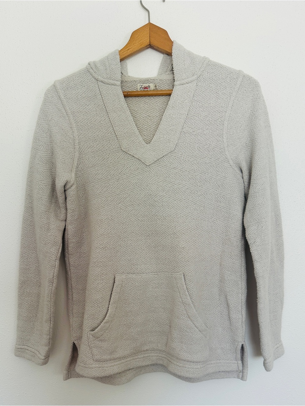 Faherty Seabrook Whitewater Hoodie Size S Beige Chevron Textured Knit Pullover
